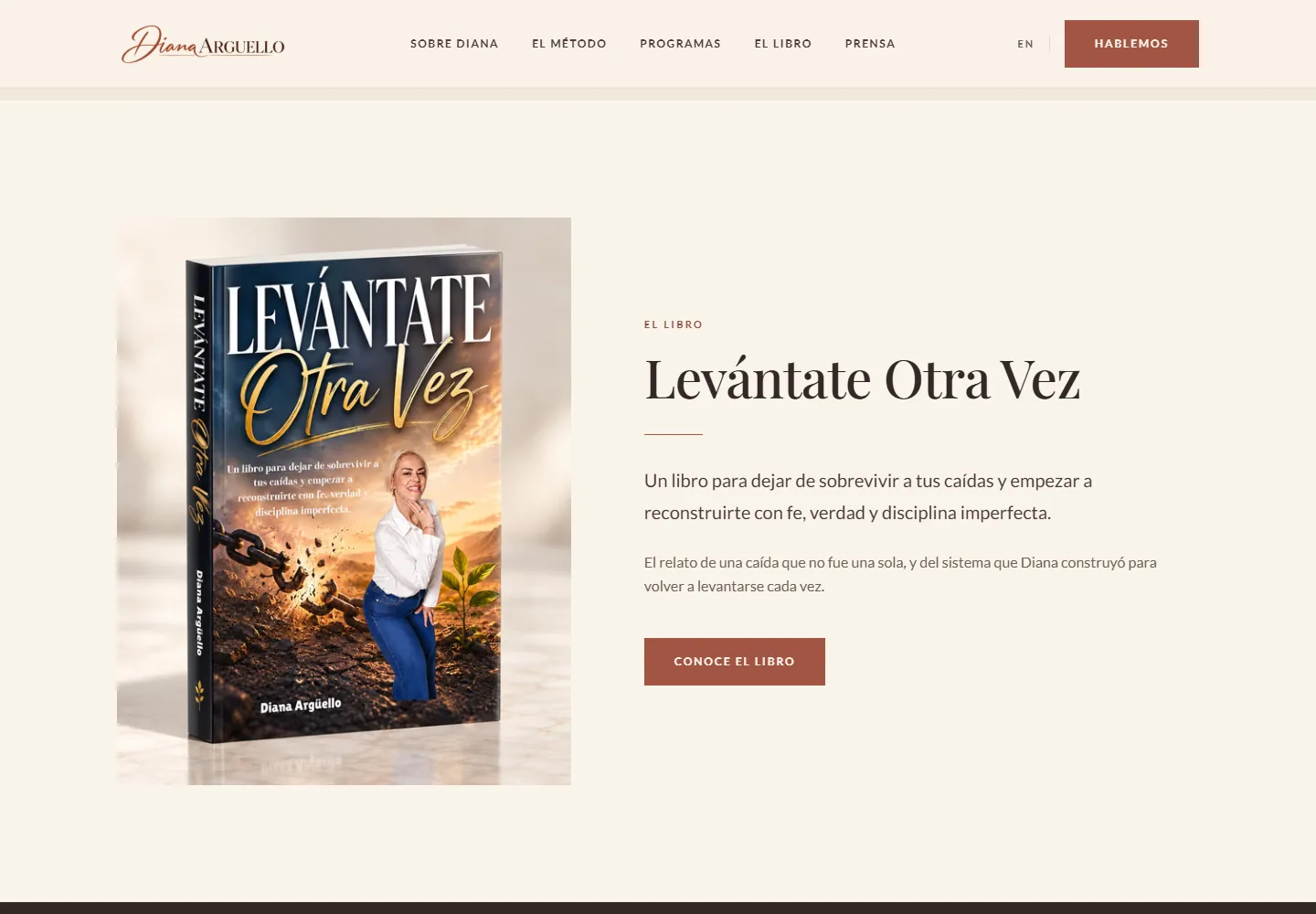 Sección de libro de Diana Arguello en vista de escritorio
