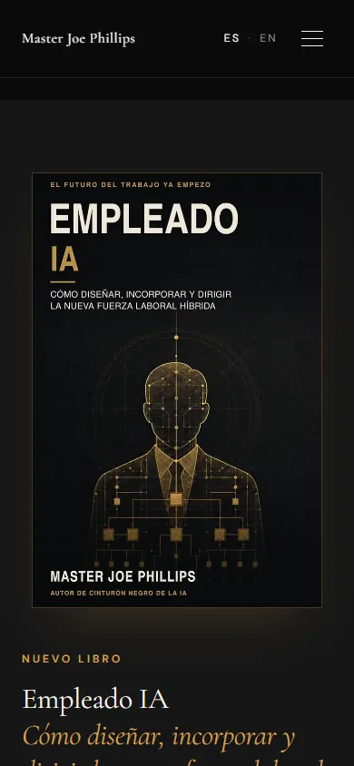 Sección de libros de Master Joe Phillips en dispositivo móvil