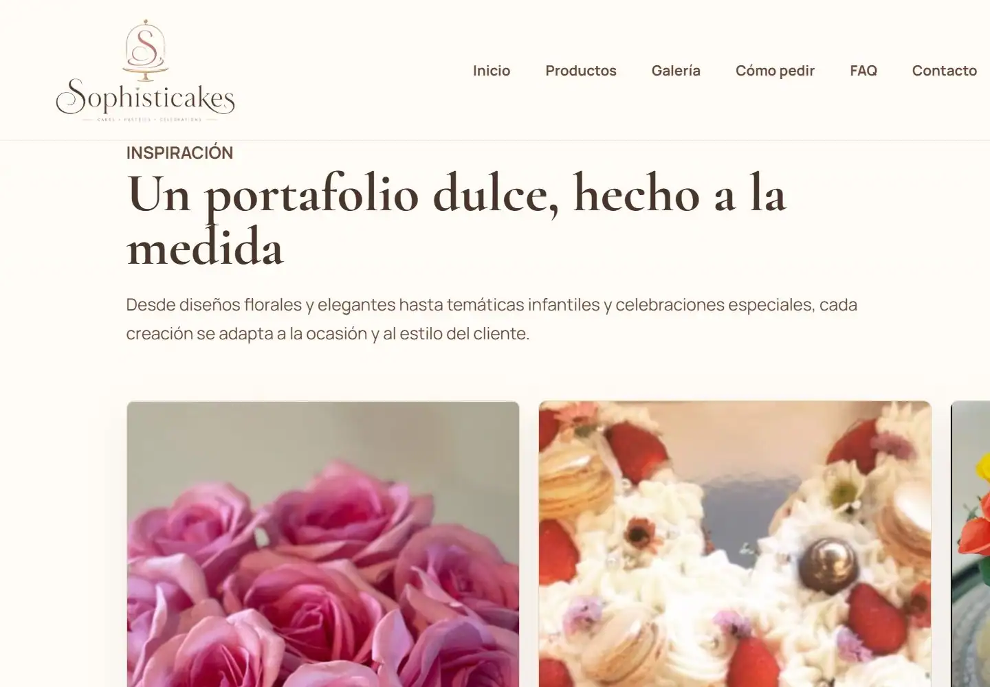 Galería editorial de Sophisticakes en vista de escritorio