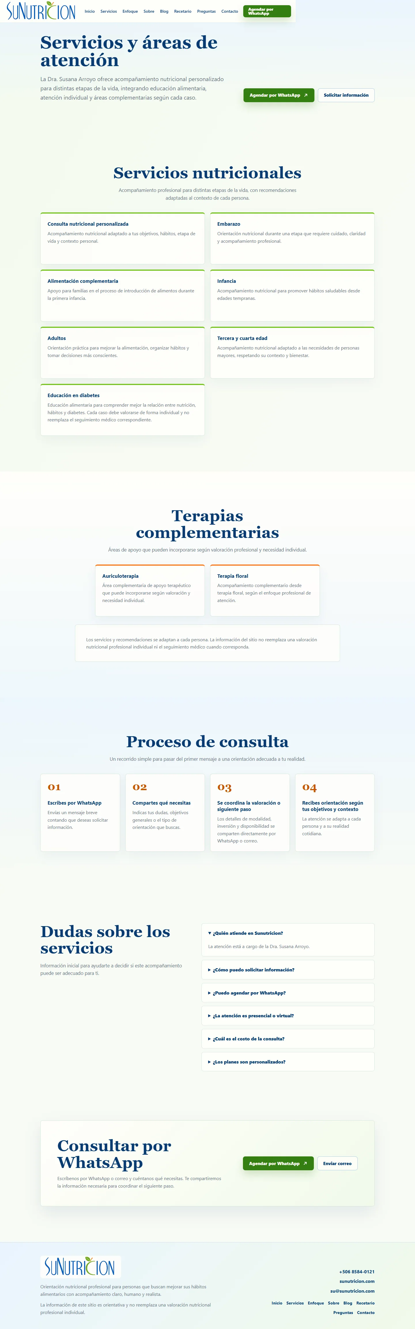 Servicios profesionales de Sunutricion en vista de escritorio